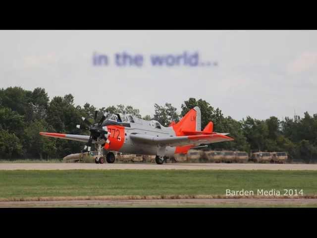 Fairey Gannet at EAA Airventure 2014 - start, wing unfold, taxi and takeoff