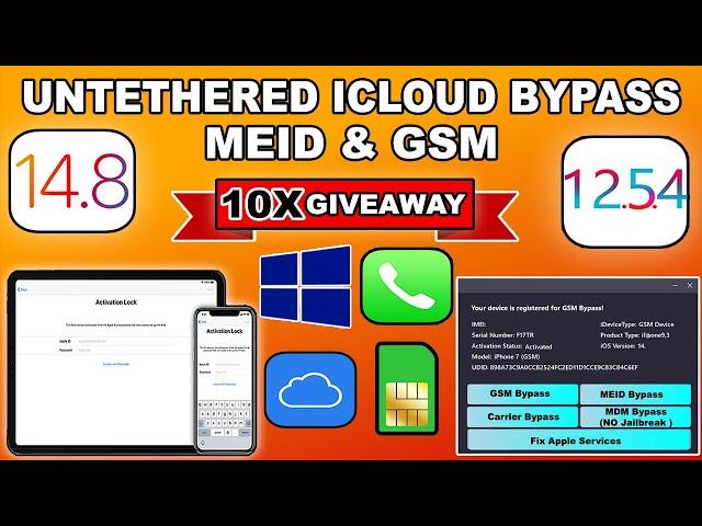 NEW Untethered iCloud Bypass Windows iOS 14.8/12.5.4 MEID/GSM + SIM/SIGNAL/NETWORK iCloud/Facetime