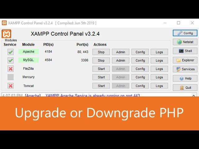 How to upgrade or downgrade php version in xampp 100% working