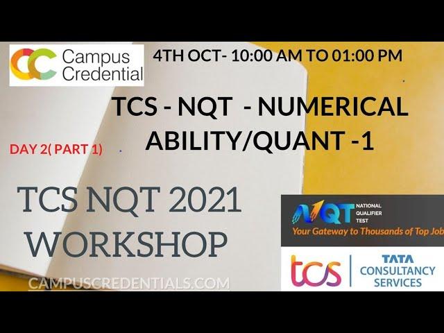 TCS - NQT DAY2-WORKSHOP- Numerical Ability/Quant -1 #tcsnqt2021 #tcsnqtaptitude #tcsnqtpreparation