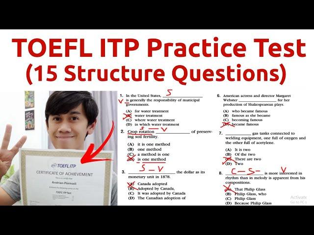 A Full TOEFL Structure Practice Test with ANSWERS