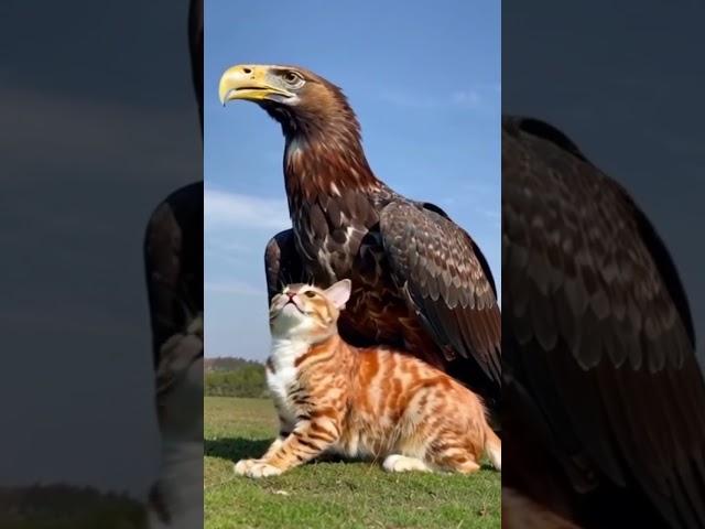 Distinctive Style of the Eagle and the Cat. cat eagle funny video.  