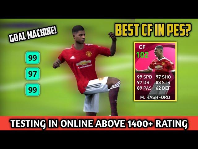 102 Rated Iconic Rashford | is he the Best CF in Pes? • Player review and Gameplay