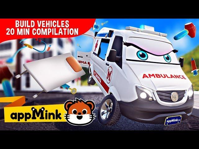 #appMink car animation – How To Build Cars f.t Ambulance Car, Crane Truck, Bus