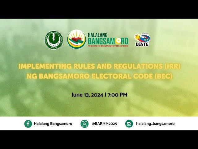 Implementing Rules and Regulations (IRR) ng Bangsamoro Electoral Code (BEC)