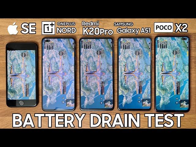 OnePlus Nord vs Redmi K20 Pro / iPhone SE / Galaxy A51 / Poco X2 - BATTERY DRAIN TEST!