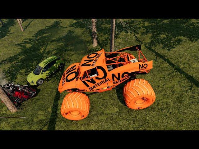 BeamNG.drive - Monster Truck stunts, jumps, crashes, crushing cars, fails etc