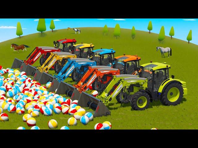 LOAD AND TRANSPORT BEACHBALLS WITH FENDT & CLAAS TRACTORS - Farming Simulator 25