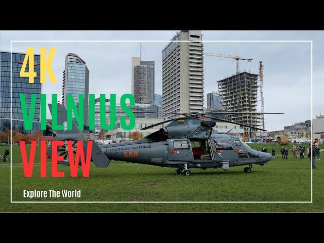 【4K】 Helicopter Takeoff at the White Bridge in Vilnius, Lithuania