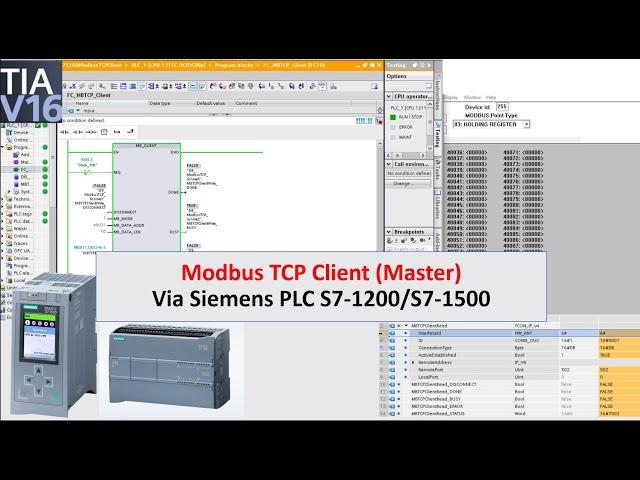 COM18. ModbusTCP Client via Siemens S7-1200/S7-1500 PLC and TIA Portal