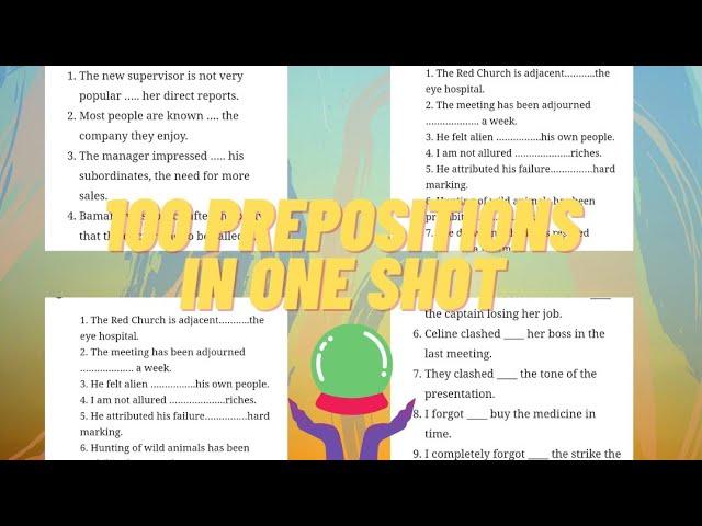 100 PREPOSITIONS IN ONE SHOT|| ICSE/ISC|| SUITABLE WORDS