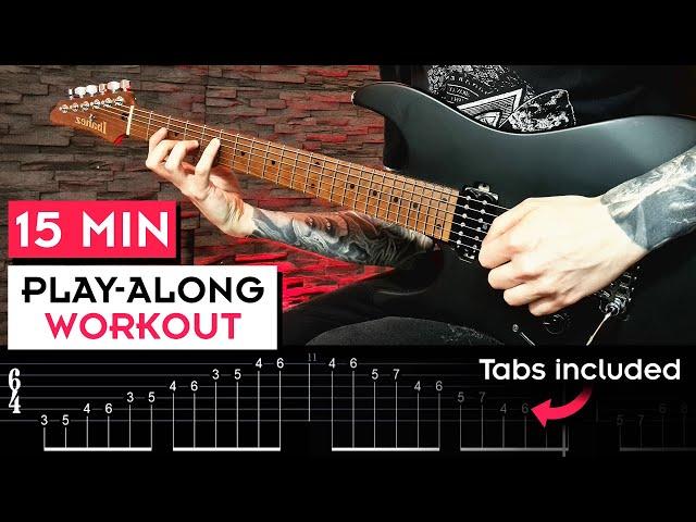 BEST 15 MIN PLAY-ALONG GUITAR WORKOUT (Finger Exercises, Alternate Picking, Speed, Timing)