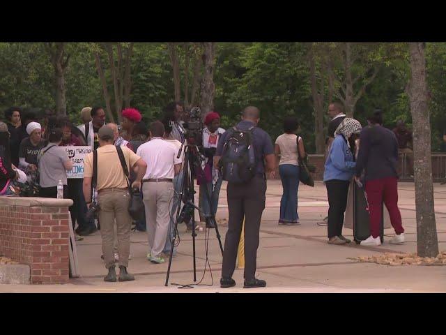 Morehouse students protesting President Biden's visit