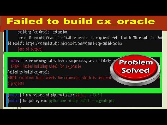 Error: Failed building wheel for cx_oracle – Python