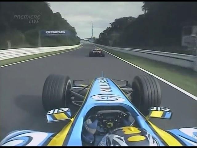 Alonso overtake Schumacher onboard 2005 Japan