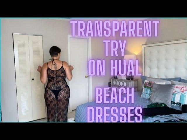 4K TRANSPARENT BLACK BEACH DRESSES TRY ON HUAL #haul #fashion #mature women