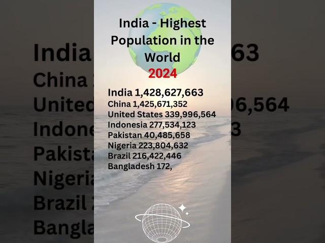 India Has the Highest population in the world 2024