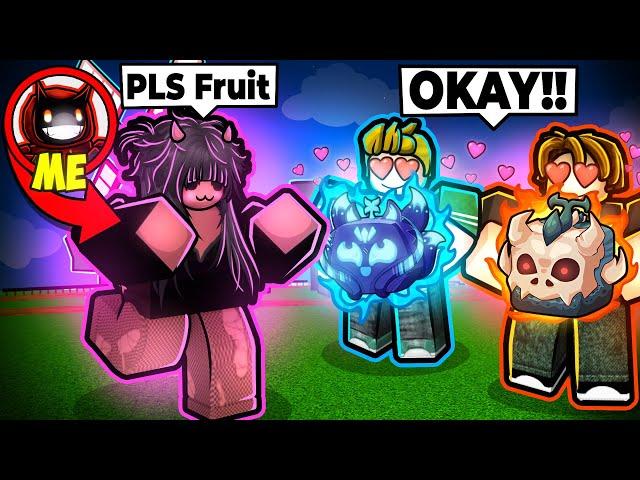 BEGGING For FREE FRUITS As a EGIRL in ROBLOX Blox Fruits...