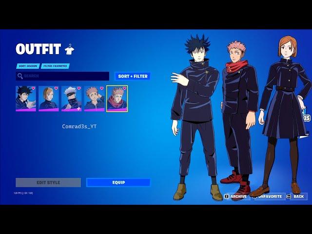 Fortnite Jujutsu Kaisen Skins, Back Blings, Pickaxes, Glider and All Other Cosmetics Showcase