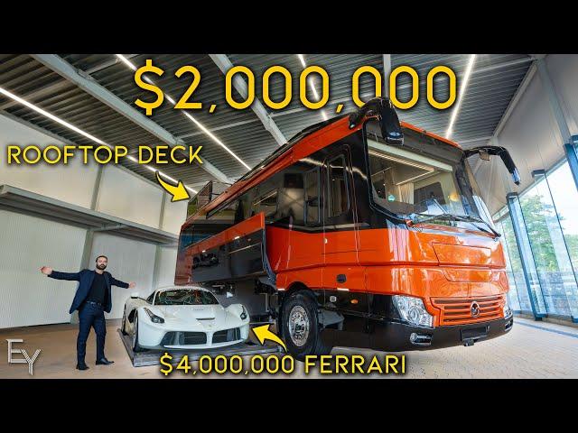 Touring a $2,000,000 Motorhome with a Secret HYPERCAR GARAGE