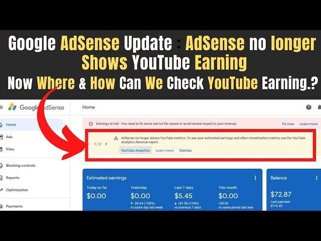 AdSense Update : AdSense no Longer Shows YouTube Metrics | How Can We Check YouTube Earnings Now?