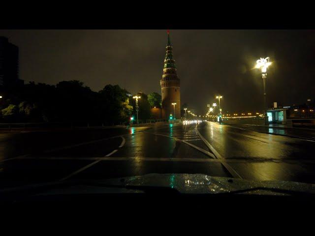 [4K] Rainy night in the center of Moscow