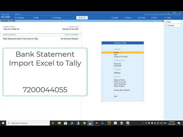 Tally Prime | Tally.ERP9 Bank Statement Excel to Tally Import தமிழ்