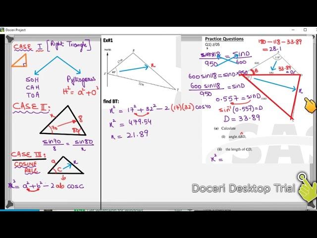 o trig cosine rule