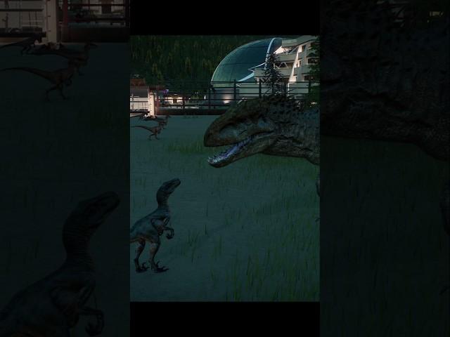 The Indominous Rex and Velociraptor silently plot their escape #jurassicworldevolution2 #dinosaur