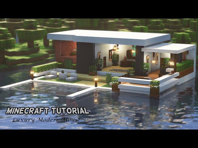 How to Build a Water Modern House | Minecraft Tutorial  (#57)