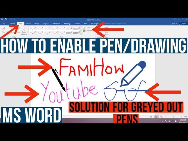 How to Enable Pens Tab in MS Word | How to Use Drawing Tab in MS Word | Pens not working in MS Word