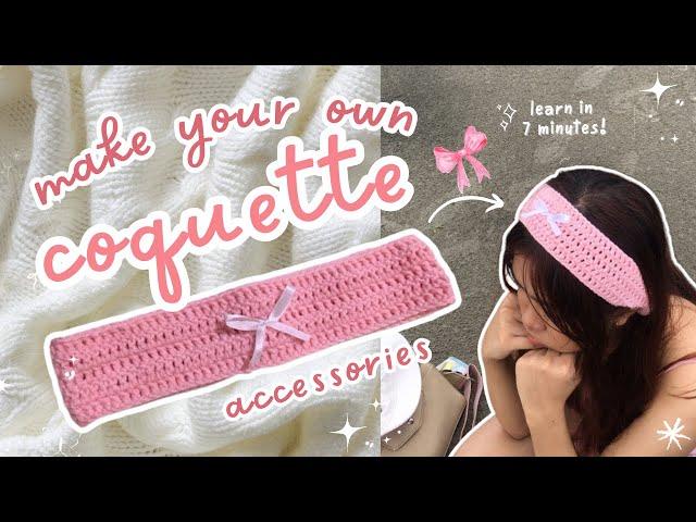 How I crochet coquette headband with ribbon charms