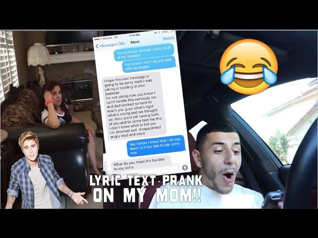 SCARY SONG LYRIC TEXT PRANK ON MY MOM! (SHE HIT ME) Sorry- Justin Bieber