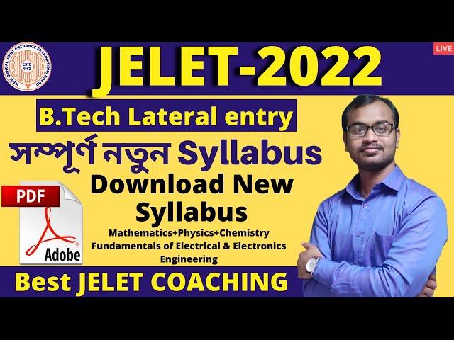 JELET 2022 New Syllabus || Download .pdf (Mathematics, Chemistry , Physics & Electrical)