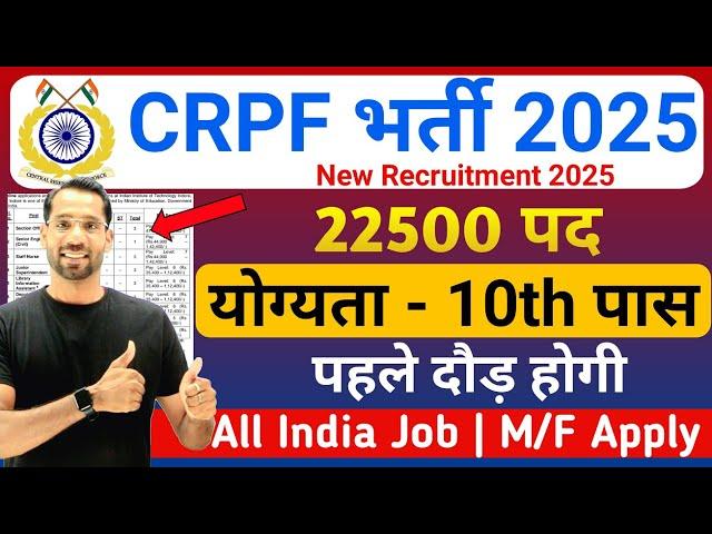 CRPF New Vacancy 2025 | CRPF Rally Recruitment 2025 Notification | CRPF Constable भर्ती 2025