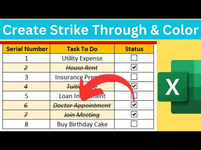 Use Conditional Formatting to Apply Strikethrough In Excel