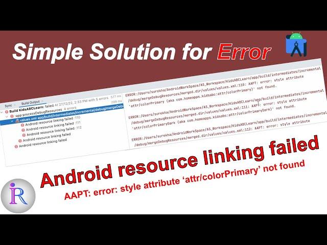 How to fix "Android resource linking failed" error in Android Studio