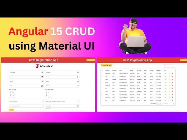 Angular 15 CRUD by using Material UI components| Using Json-Server | GYM Registration App in Angular