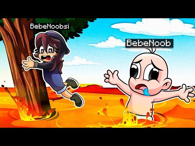 BEBE NOOB ESCAPA LAVA sube cada 10 SEGUNDOS!!  ¿SOBREVIVIRA? en MINECRAFT