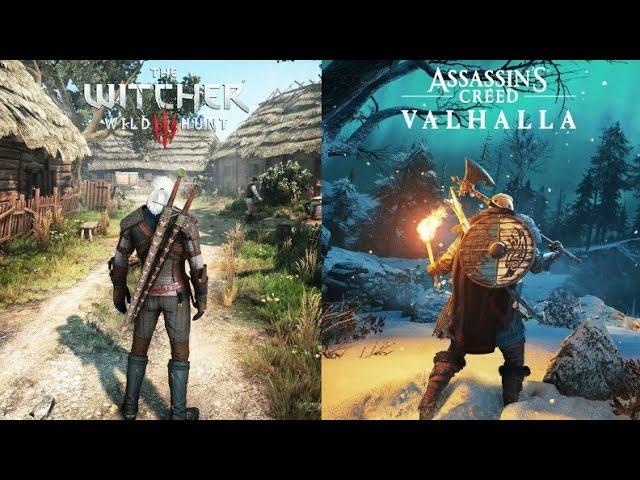 Assassin's Creed Valhalla vs Witcher 3 | In Depth Side by side Comparison