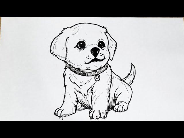 How to draw a dog easy step by step || Puppy  drawing