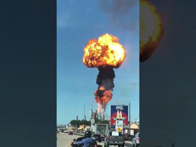 Refinery Gas Flare Releasing Huge Fire Mushroom Cloud