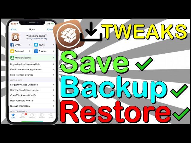 Save Cydia Tweaks  Backup Jailbreak  Restore Cydia tweaks  ANY iOS