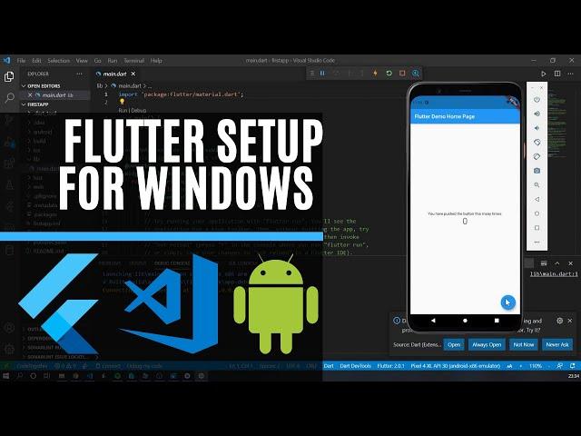 Setup Flutter, Visual Studio Code and Android Emulator on Windows - 2021