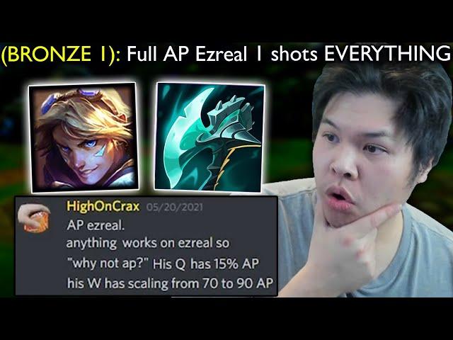 Bronze 1 Player tells me that FULL AP EZREAL without Lich Bane is OP.. so I tried it