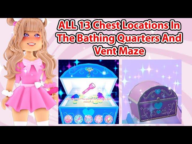 EASY ALL 13 Chest Locations In The Bathing Quarters And Vent Maze Royale High Campus 3 Update