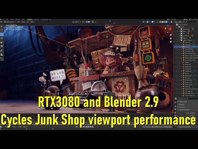 RTX3080 and Blender 2.9 Cycles Junk Shop viewport performance test