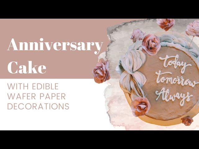 Anniversary Cake with Edible Wafer Paper Decorations