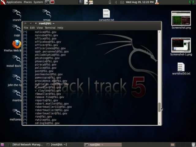 Backtrack 5 R3 emails collector with metasploit