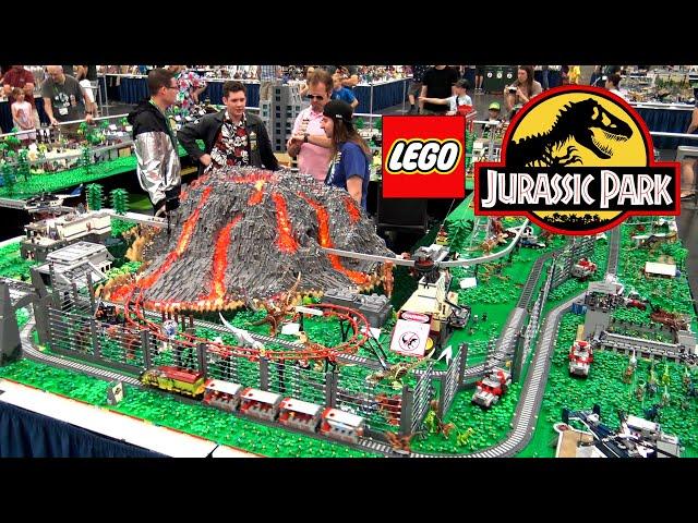 Massive LEGO Jurassic Park with Huge Volcano at Bricks Cascade 2023